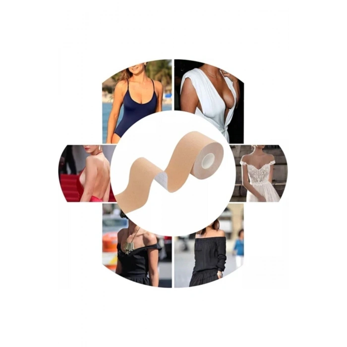 Sıkı Göğüsler 5cm*5m Ten Rengi Suya Dayanıklı Göğüs Bandı Boob Tape Kinezyoloji Bandı