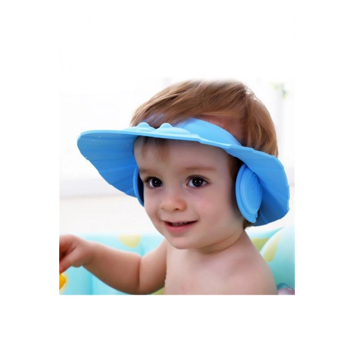 ® Yeni Ürün Kulaklıklı Düğmeli Ayarlanabilir Bebek Banyo Şapkası