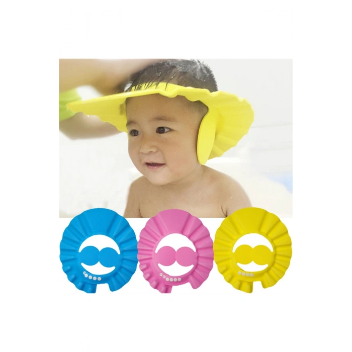 ® Yeni Ürün Kulaklıklı Düğmeli Ayarlanabilir Bebek Banyo Şapkası