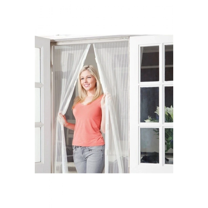 Pratik Manyetik Mıknatıslı Beyaz Kapı Pencere Sinekliği Tülü 90 X 210