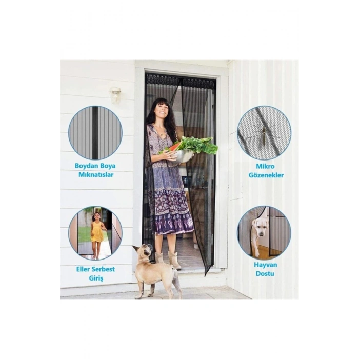 Pratik Manyetik Mıknatıslı Beyaz Kapı Pencere Sinekliği Tülü 90 X 210