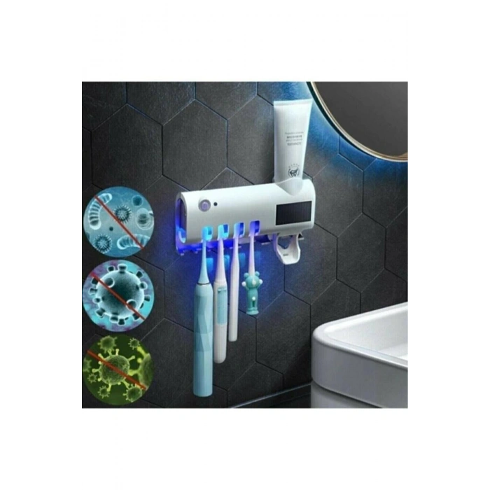 Otomatik Diş Macunu Sıkacağı Ve Uv Sterilizatör, Diş Fırçası Tutacağı
