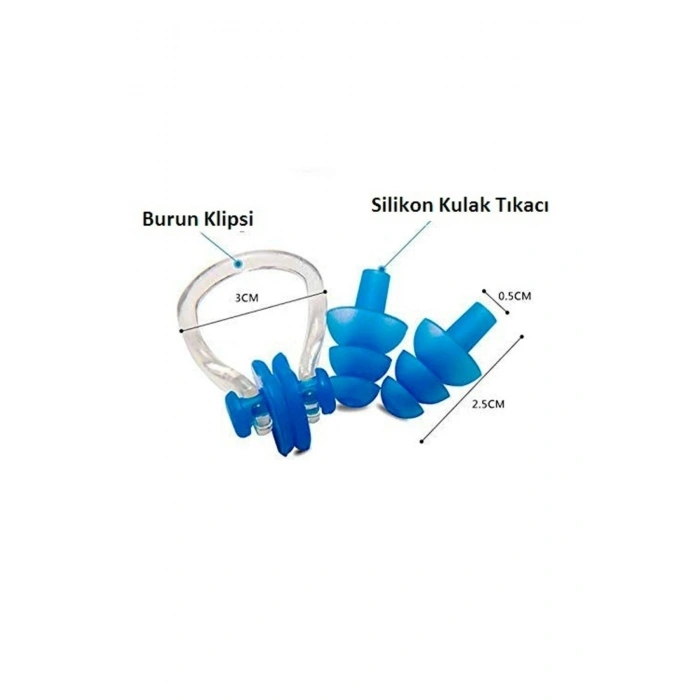 Çocuk Ve Yetişkin Için Yüzme Ve Diğer Su Sporları Kulak Tıkaçlı Silikon Yüzme Burun Klipsi Seti
