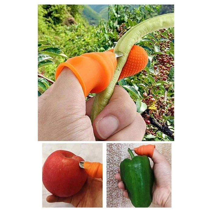 Baş Parmak Koruyucu Tırnak Eldiven Sebze Meyve Soyma Kesme Ayıklayıcı Aparatı Silikon Tırnak Bıçak