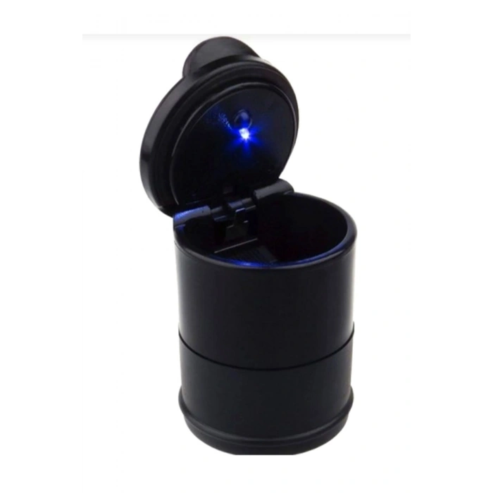 Universal Kül Tablası Kapaklı Led Işıklı Kokusuz Küllük Siyah