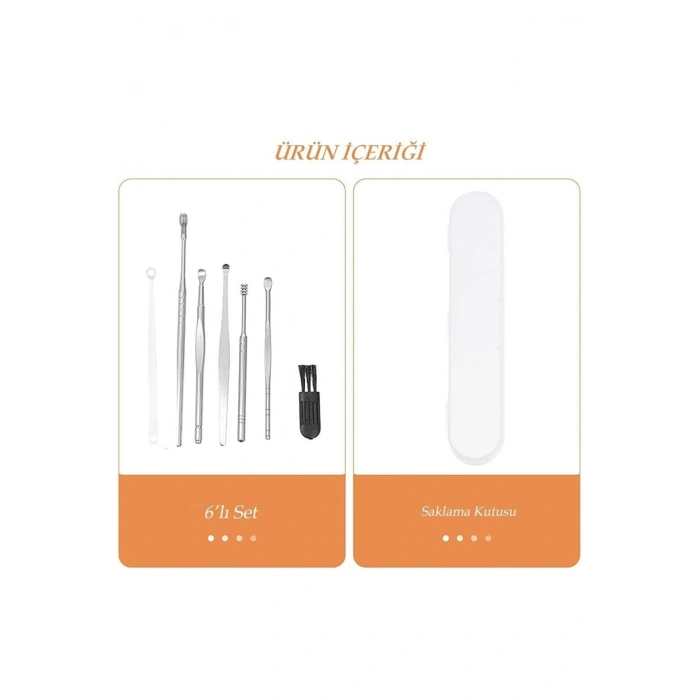 Kulak Temizleyici Çelik Paslanmaz 6lı Set