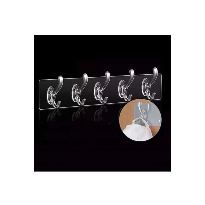 Tek Parça Kendinden Yapışkanlı 5 Kancalı Askı