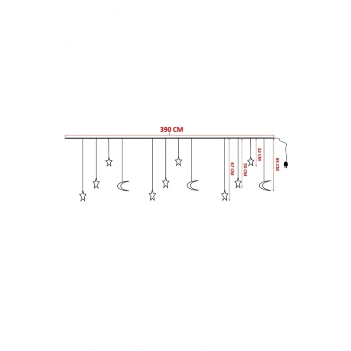 Ay Yıldız Kalpli Perde Led 8 Fonksiyonlu Pl-ay-2g