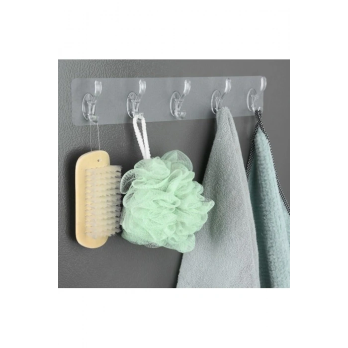 6li Yapışkanlı Şeffaf Duvar Askısı Banyo Mutfak Düzenleyici Askı Pratik Kanca Askılık