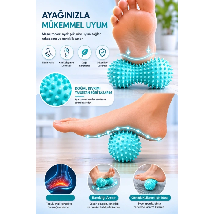 Silikon Darbe Emici Topukluk Tabanlık + Egzersiz Direnç Bandı Lastiği + Ayak Altı Masaj Topu