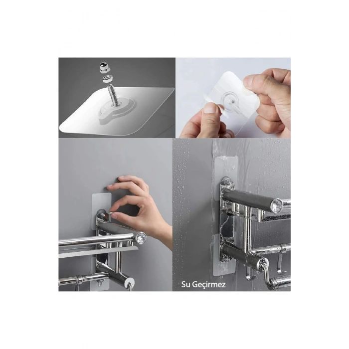 4 Adet Yapışkanlı Duvar Kancası Vidalı, Duvar Askısı - Duvar, Kapı Arkası, Mutfak Ve Banyo Kancaları