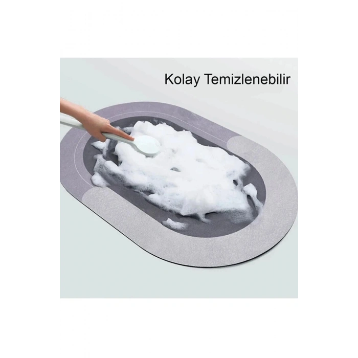 Sihirli Su Emici Banyo Paspası Kaymaz Tabanlı Abdest Paspası 3,5 Mm 40x60 Gri