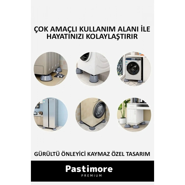 Premium Gürültü Engelleyici Titreşim Önleyici Kauçuk Çamaşır Bulaşık Makinesi 4 Adet Ayak Pedleri