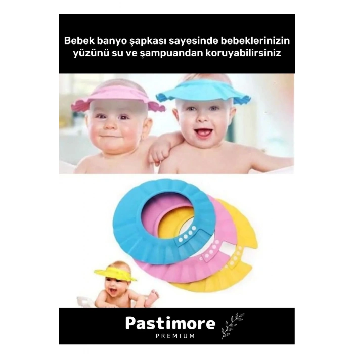 Bebek Banyo Şapkası Duş Başlığı Ayarlanabilir Düğmeli Çocuk Küvet Göze Su Kaçırmayan Pembe Şapka