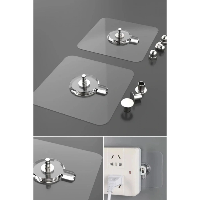Osso 5 Adet Yapışkanlı Duvar Vida Kancaları Şeffaf Raf Duvar Tablo Askıları Mutfak Banyo Organizer