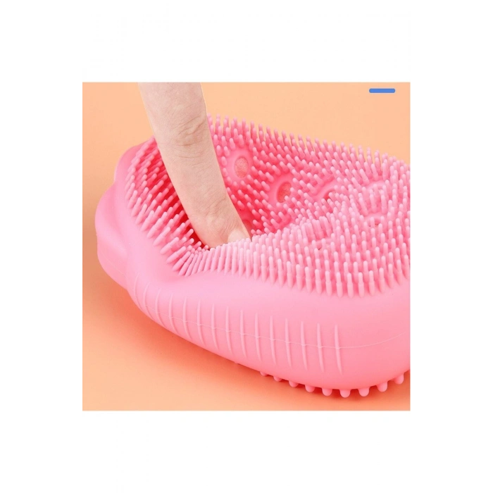 Else Silikon Banyo Kesesi Katı Sabun Hazneli Süngerli Silikon Sırt Vücut Keseleme Fırçası