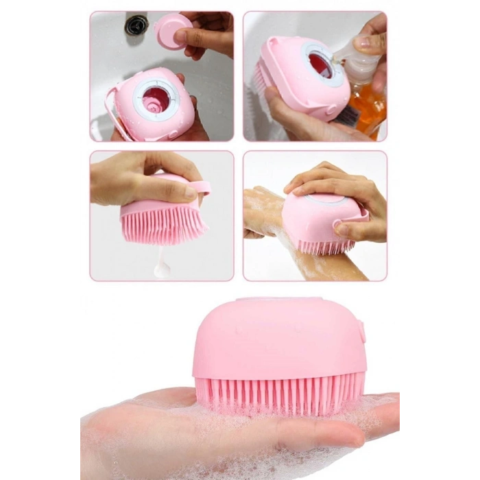 2 Adet Silikon Banyo Duş Jeli Kesesi Hazneli Şampuan Peeling Vücut Masaj Fırçası Bulaşık Yıkama Lif