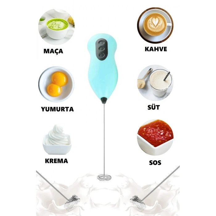 Mini Mikser Kahve Süt Köpürtücü Karıştırıcı Cappucino Mixer Pilli Çırpıcı