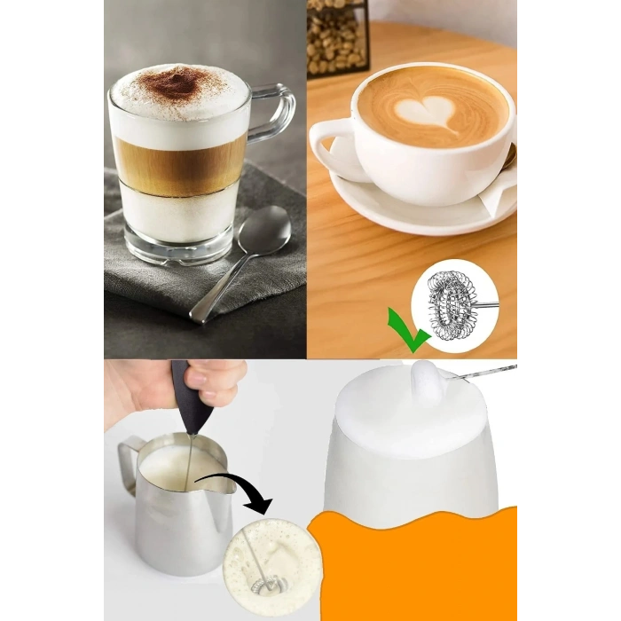 Mini Mikser Kahve Süt Köpürtücü Karıştırıcı Cappucino Mixer Pilli Çırpıcı