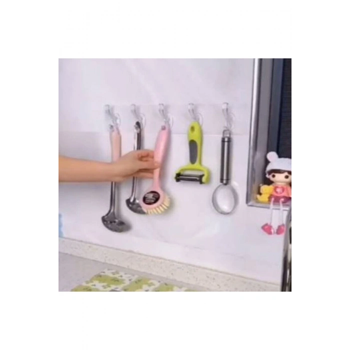 Osso 5li Tek Parça Kendinden Yapışkanlı Suya Dayanıklı Şeffaf Kancalı Askı Banyo Askısı Organizer