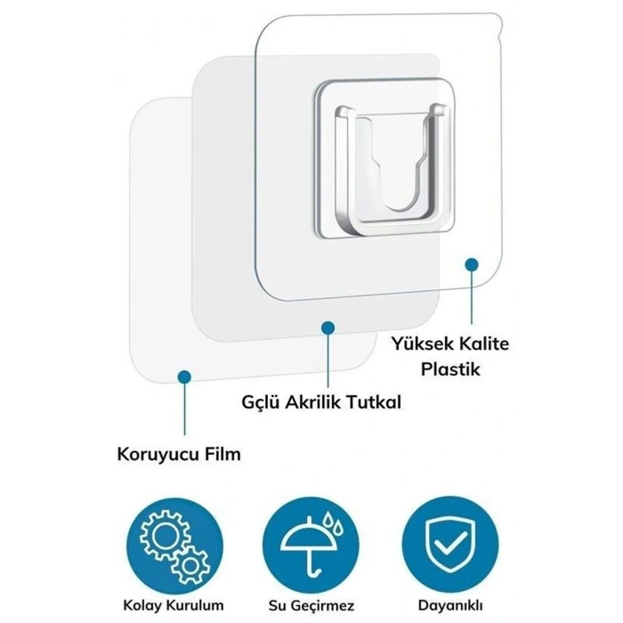 Çivi Çakmadan Duvarı Kirletmeden Çerçeve Tablo Priz Küçük Eşya Asmak I?çin Sabitleyici Klips 10 Adet