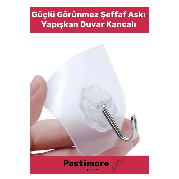 Güçlü Görünmez Şeffaf Askı 3 Adet Lekesiz Duvar Yapışkan Kanca Lı Mutfak Banyo Tutucu Aksesuar