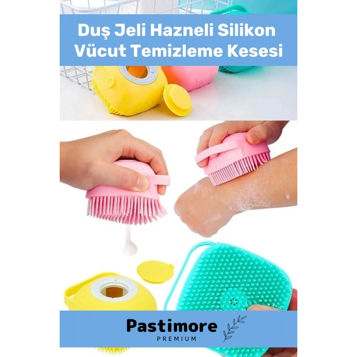 Duş Jeli Hazneli Silikon Fırça Kese Çok Amaçlı Vücut Temizleme Kesesi Banyo Lifi