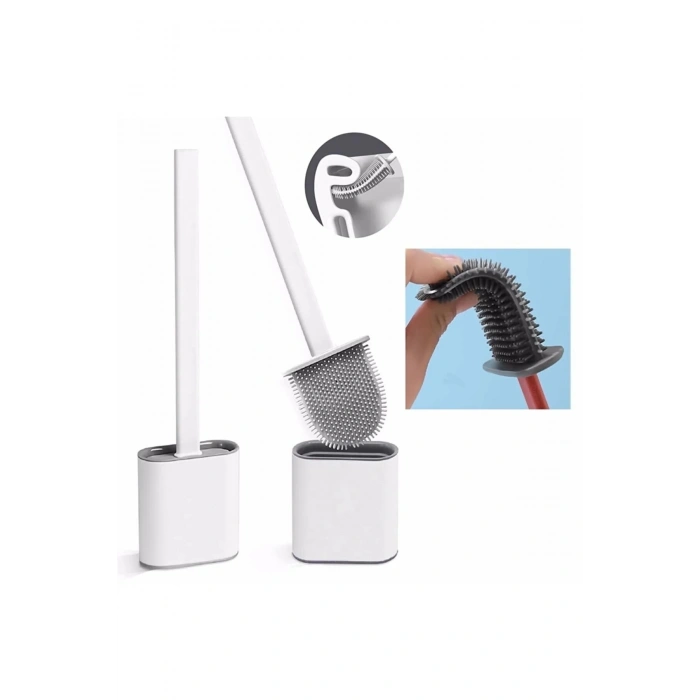 37cm Tuvalet Fırçası Banyo Wc Temizlik Silikon Bükülebilir Fırça