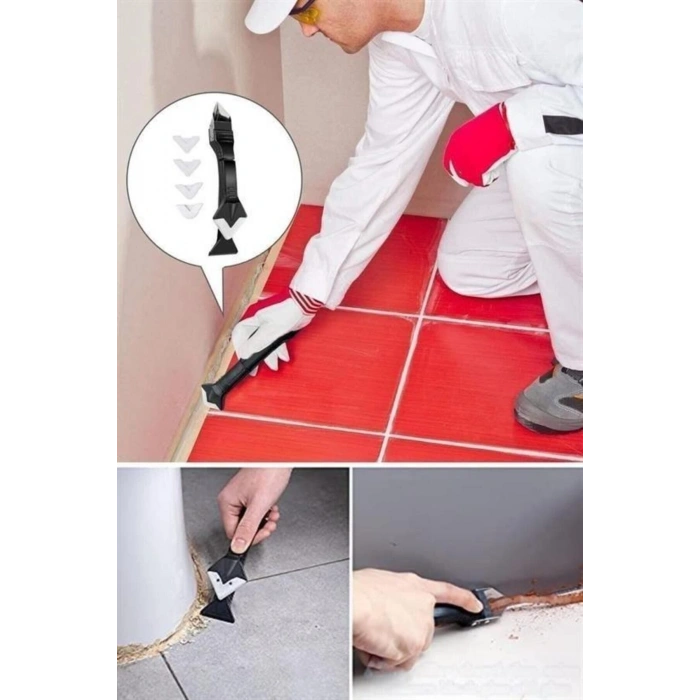 Mutfak Banyo Kapı Pencere Kenarı İçin 3 Başlıklı Fayans Derz Silikon Kazıyıcı Sıyırıcı Ve Uygulayıcı
