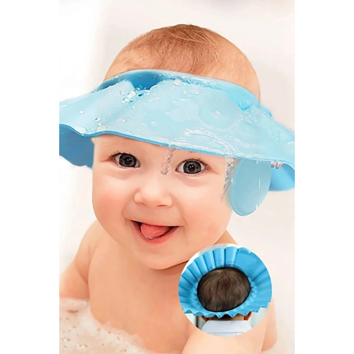 Bebek Banyo Şapkası Düğmeli Kulaklıklı Bebek Yıkama Şapkası Bebek Duş Şapkası Şampuan Siperi