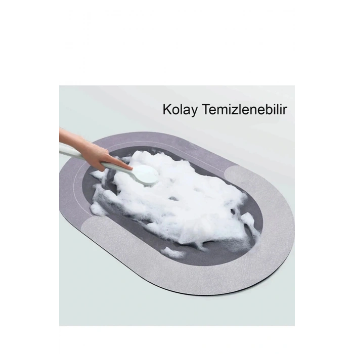 Su Emici Paspas Şık Tasarım Abdest Paspası Kaymaz Taban Diyatom 40*60 Cm Oval Paspas