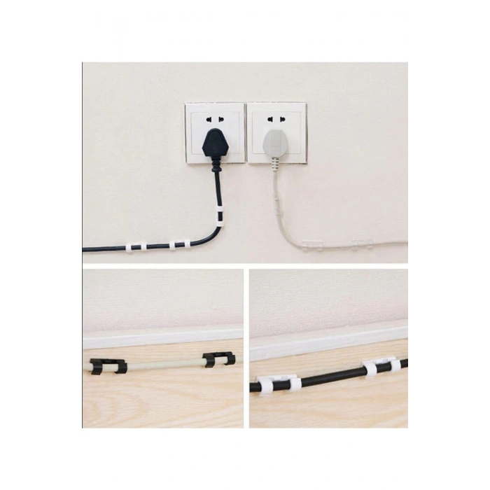 Yapışkanlı Mini 20li Klips Usb Pc Adaptör Kablo Tutucu Aparat Şeffaf Masa.kablo