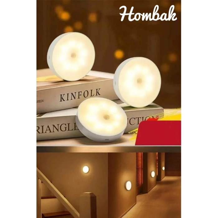 Usb Şarjlı Akıllı Hareket Sensörlü Kablosuz Spot Led Lamba 1 Adet