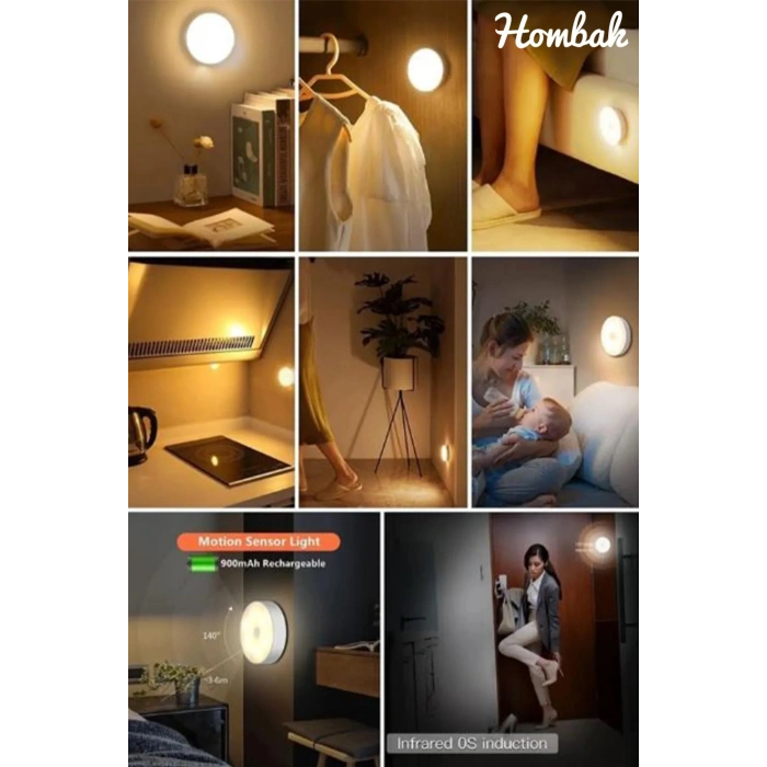 Usb Şarjlı Akıllı Hareket Sensörlü Kablosuz Spot Led Lamba 1 Adet