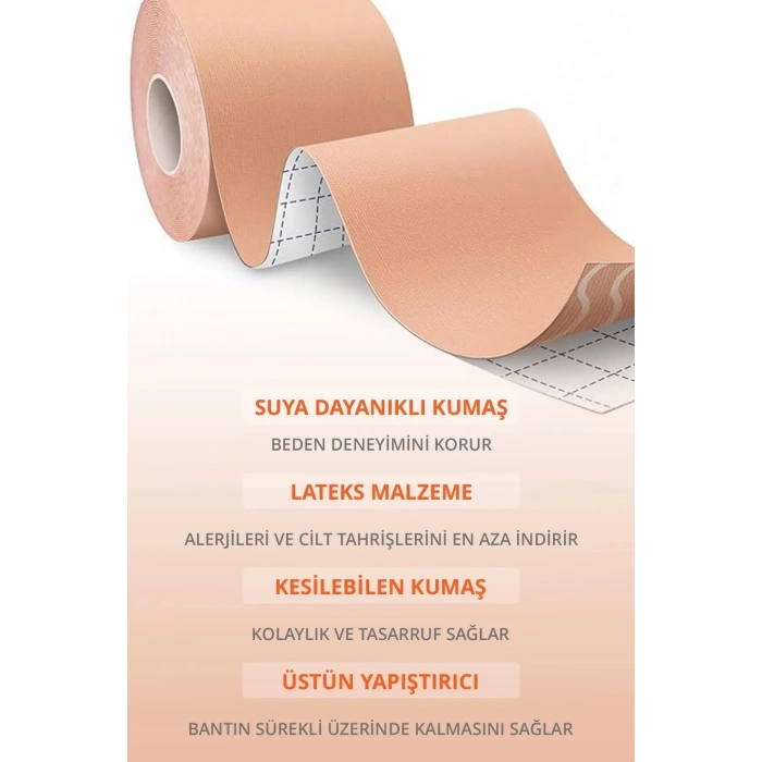 Göğüs Dikleştirici Ve Şekillendirici Bant Ten Rengi Göğüs Sabitleyici 5cmx5metre