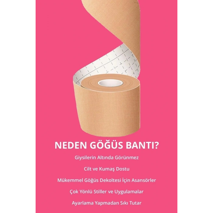 Göğüs Dikleştirici Ve Şekillendirici Bant Ten Rengi Göğüs Sabitleyici 5cmx5metre