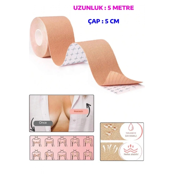Göğüs Dikleştirici Ve Şekillendirici Bant Ten Rengi Göğüs Sabitleyici 5cmx5metre