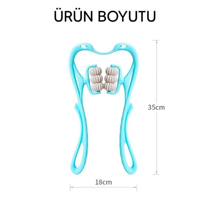 6 Tekerlekli Boyun Masaj Aleti Mavi