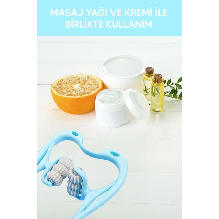 6 Tekerlekli Boyun Masaj Aleti Mavi