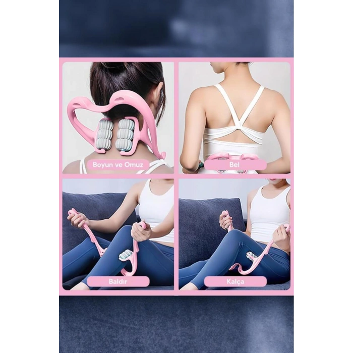 6 Tekerlekli Boyun Masaj Aleti Pembe