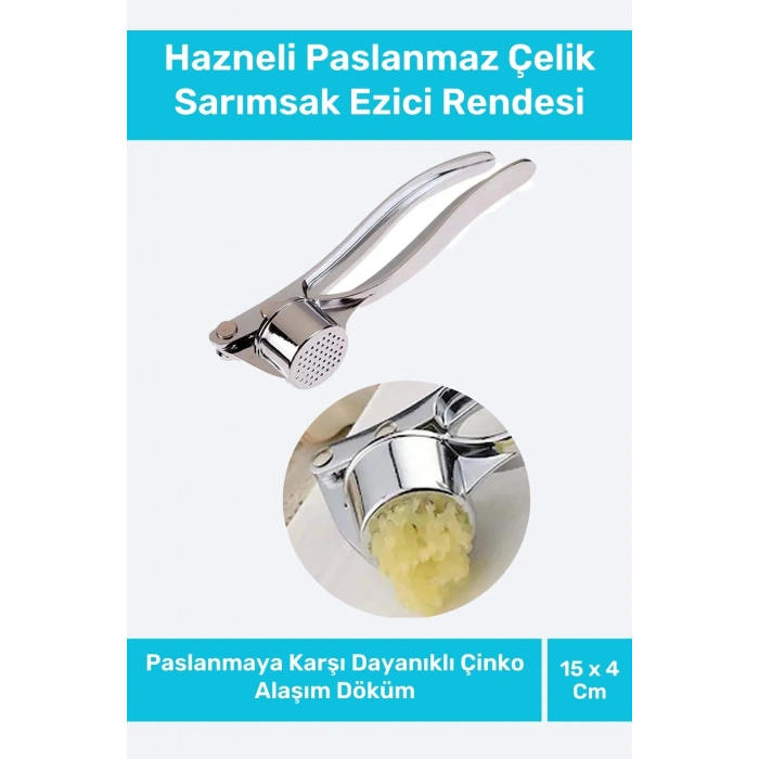 Yeni Sezon Dayanıklı Mutfak Yuvarlak Şekil Pres Hazneli Paslanmaz Çelik Sarımsak Ezici Rendesi