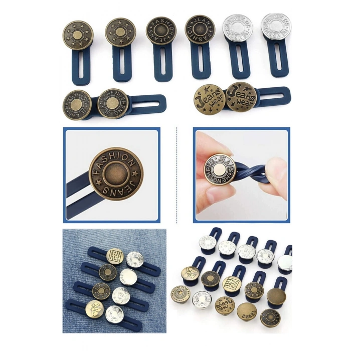 10 Adet Sihirli Metal Düğme Kot Pantolon Bel Genişletici Yedek Kot Düğmeleri 10 Adet