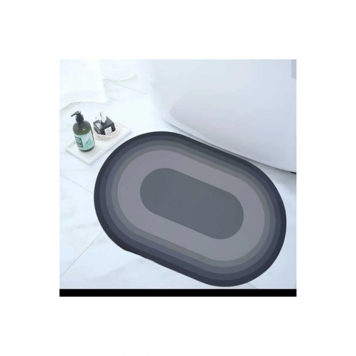 Kaymaz Tabanlı Su Emici Abdest ,banyo Ve Mutfak Paspası 58x38cm Mavi Gri Renk Yazısız Model