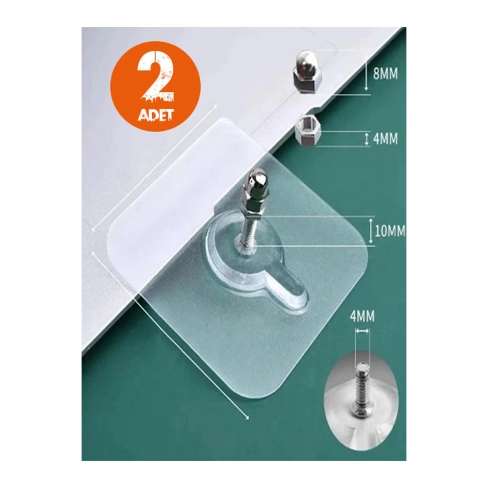 2li Set Süper Güçlü Kendinden Yapışkanlı Raf Çerçeve Tutucu Vidalı Kanca Askı