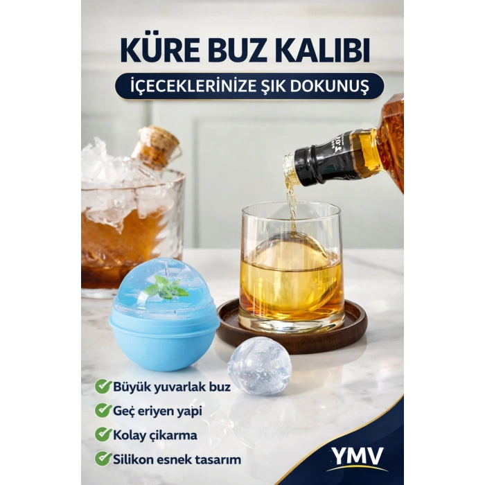 Yuvarlak Küre Buz Kalıbı Viski Kola Kahve Buz Kalıbı Bar Küre Hediyelik Şekilli Buz Kalıbı