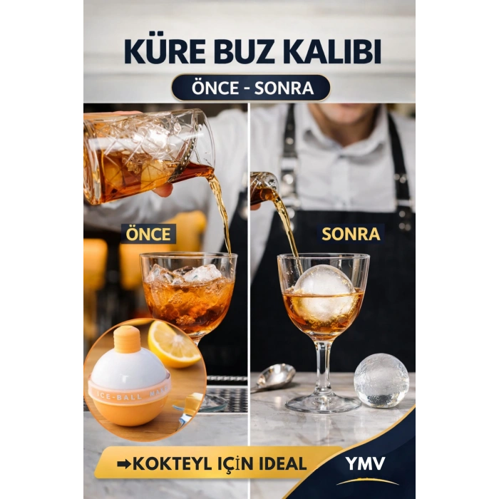 Yuvarlak Küre Buz Kalıbı Viski Kola Kahve Buz Kalıbı Bar Küre Hediyelik Şekilli Buz Kalıbı