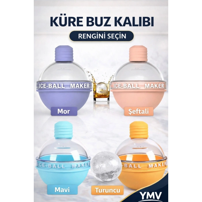 Yuvarlak Küre Buz Kalıbı Viski Kola Kahve Buz Kalıbı Bar Küre Hediyelik Şekilli Buz Kalıbı