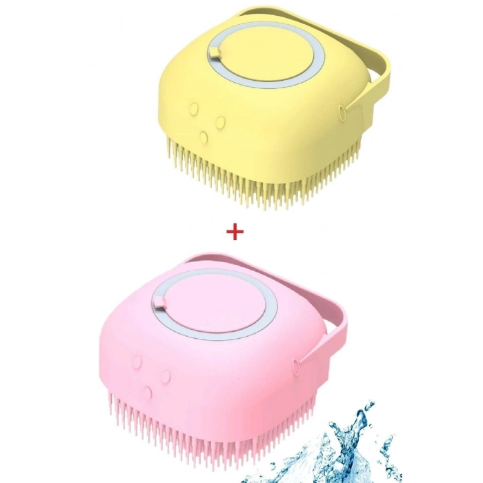2 Adet Silikon Banyo Duş Jeli Kesesi Hazneli Şampuan Peeling Vücut Masaj Fırçası Banyo Lifi Bulaşık