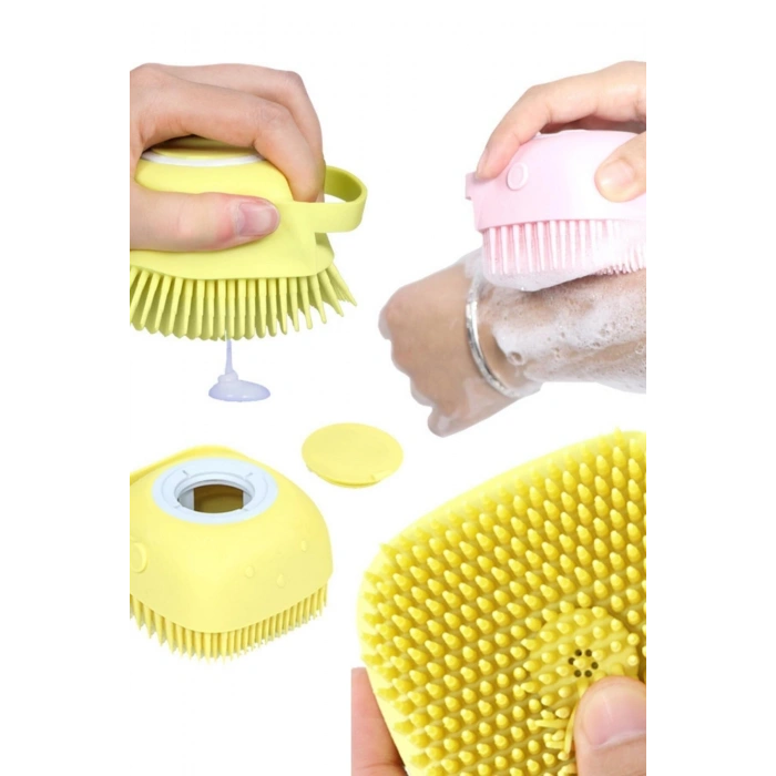 2 Adet Silikon Banyo Duş Jeli Kesesi Hazneli Şampuan Peeling Vücut Masaj Fırçası Banyo Lifi Bulaşık