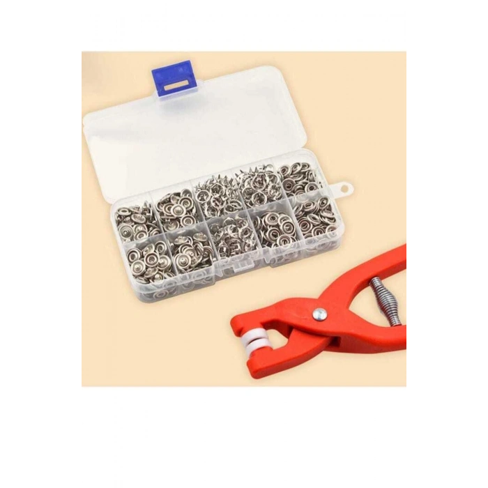 9.5 Mm Çıt Çıt Takma Çakım Makinesi Ve 100 Adet Çıt Çıt Takım Set-saklama Kutusu